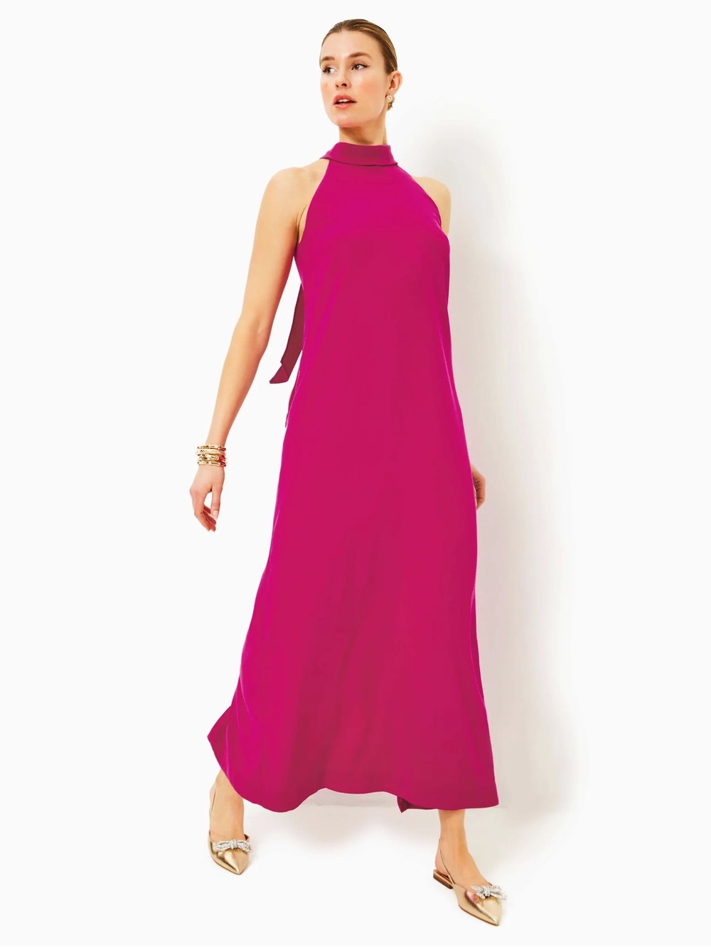 Lilly Pulitzer Alaric Halter Maxi Dress in the vibrant Mystique Pink size 10 NWT